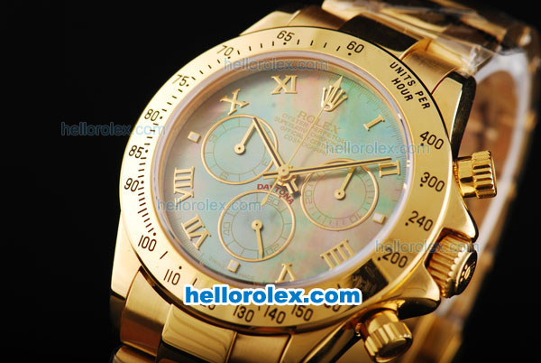 Rolex Daytona Automatic Movement Full Gold with MOP Dial and Gold Roman Markers - Click Image to Close